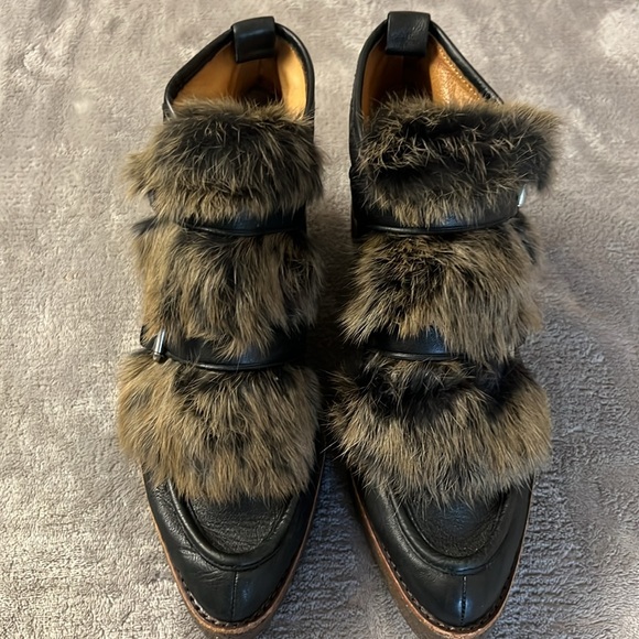 Coach Womens Sampson Genuine Rabbit Fur Size 10B Platform Booties 228973 - Picture 2 of 15